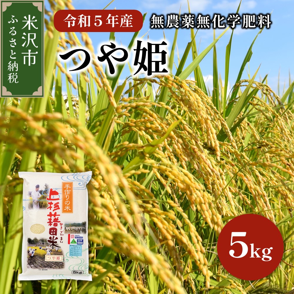 004R5-001 無農薬無化学肥料栽培米 つや姫5kg 2023年産