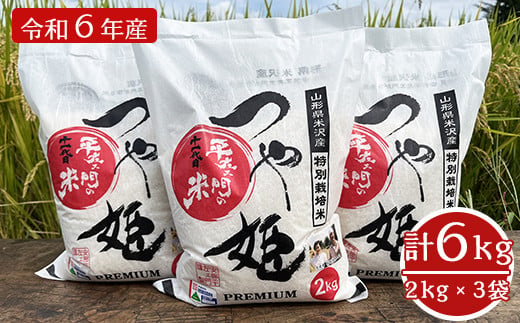 061R6-012《先行予約》【令和6年産 新米】 特別栽培米 つや姫 計6kg